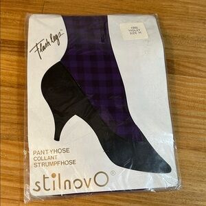Stilnovo Flash Legs pantyhose Size M Violet Plaid Pattern DeadStock NEW